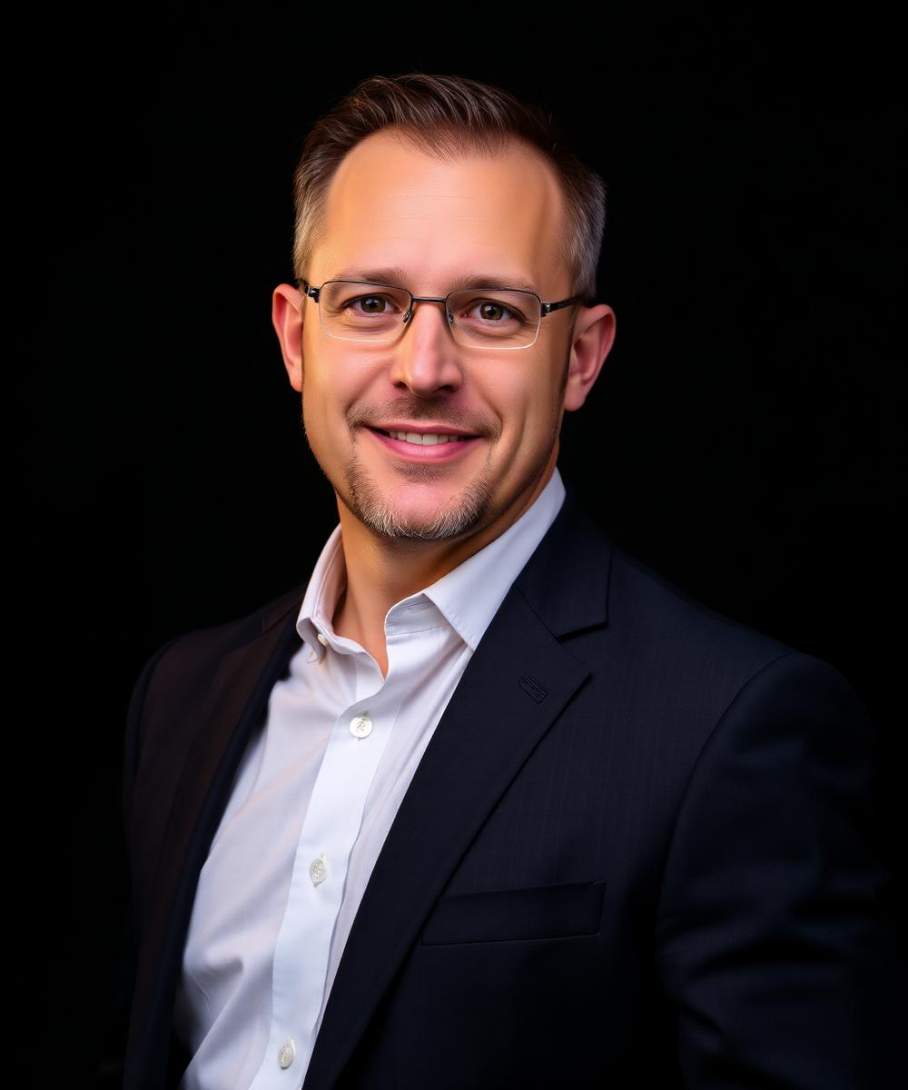 Studio headshot of a business professional